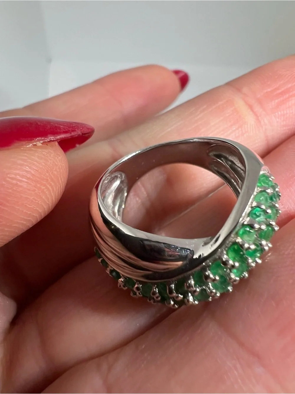 Emerald Pavè Sterling Silver Ring